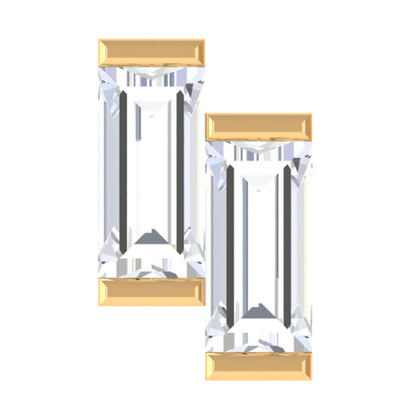 Baguette Moissanite 2 Stone Dainty Nose Stud