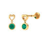 Emerald Heart Drop Earring for Tragus Piercing