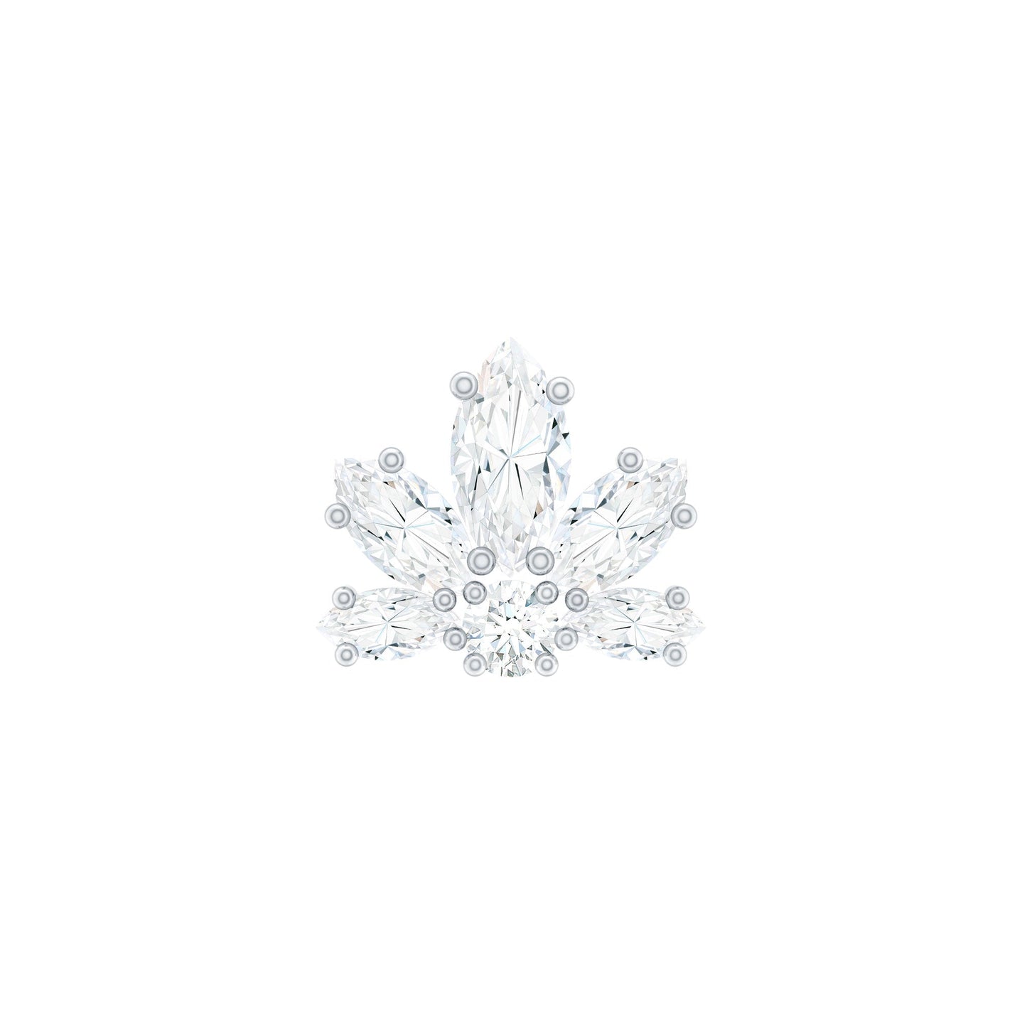 Marquise Diamond Lotus Earring for Upper Lobe Piercing