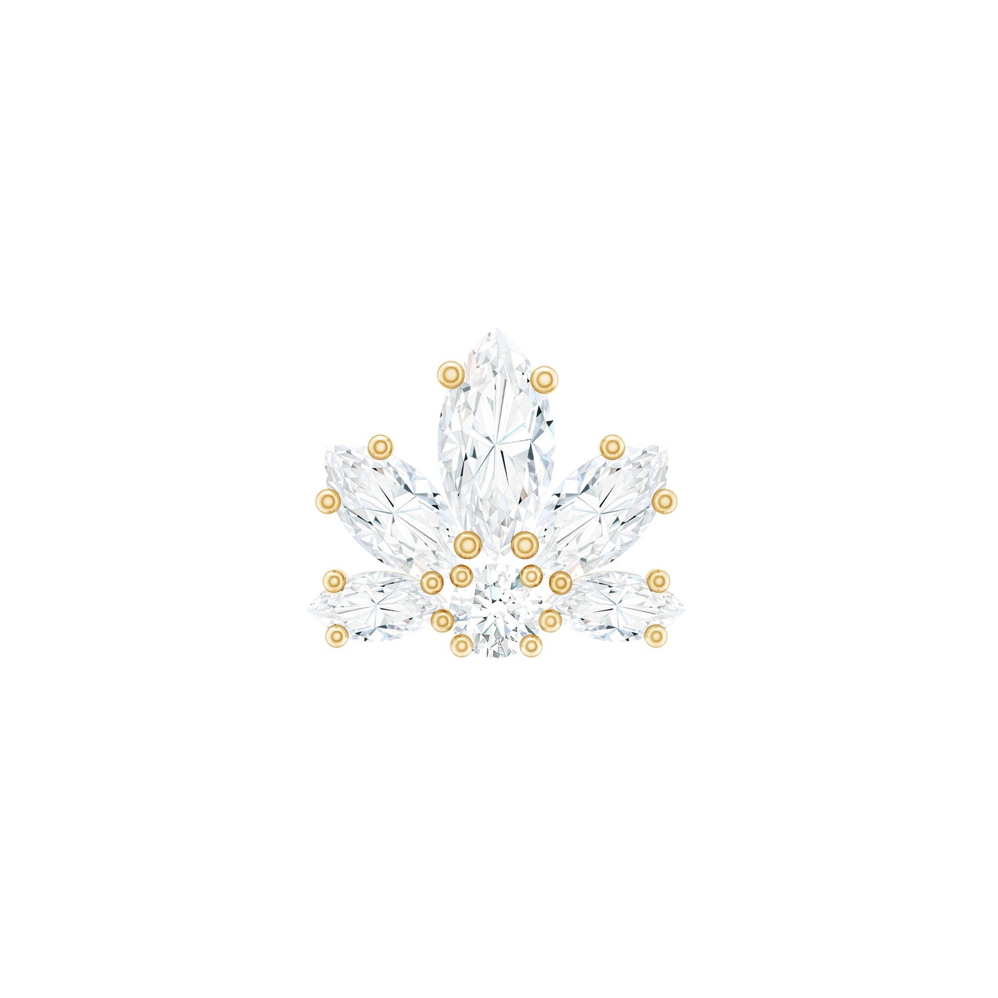 Marquise Diamond Lotus Earring for Upper Lobe Piercing