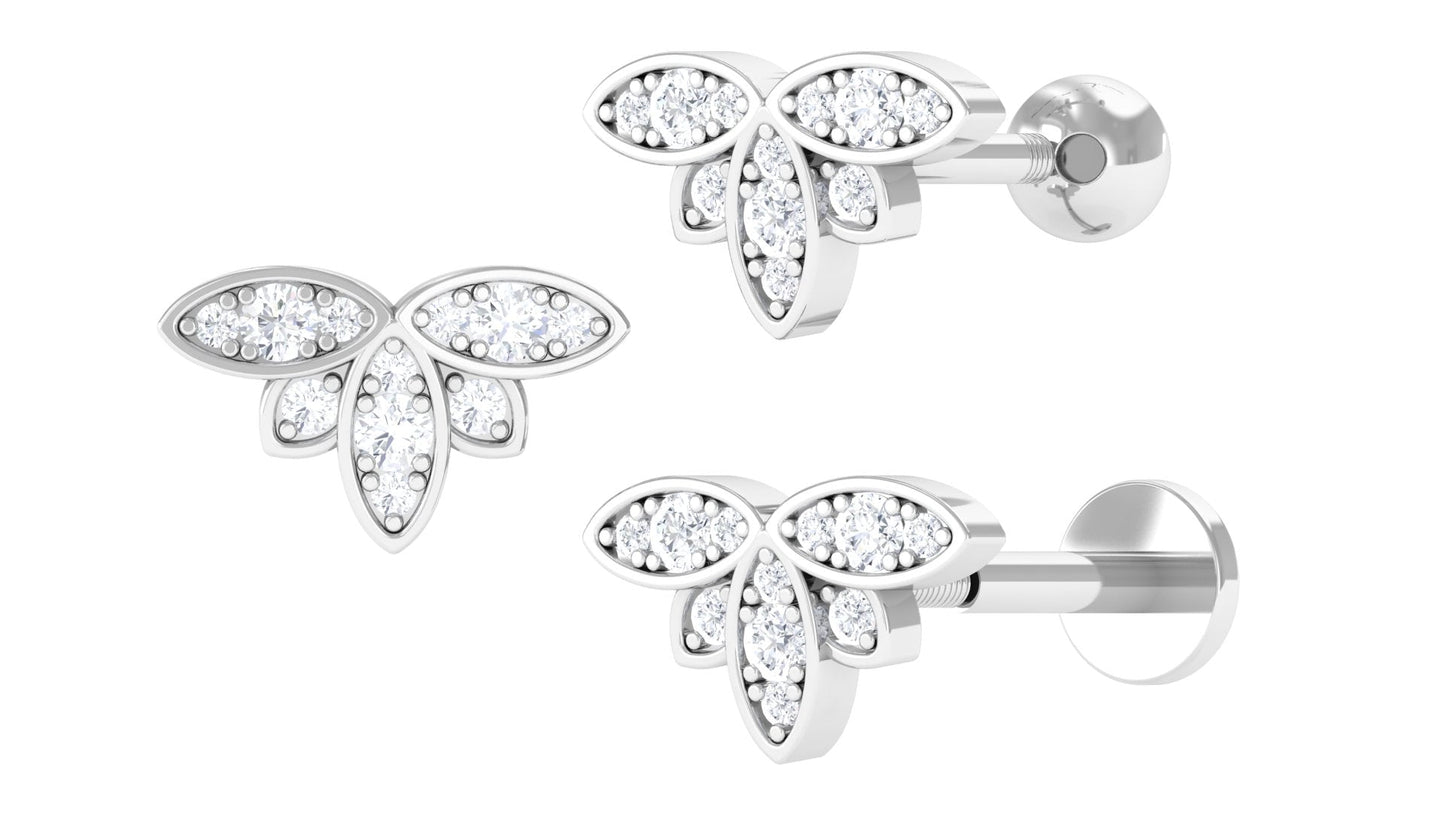 Diamond Flower Earring for Second Lobe Piercing