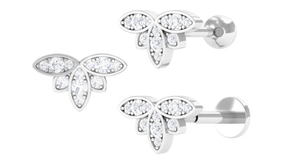 Diamond Flower Earring for Second Lobe Piercing