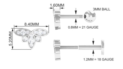 Diamond Flower Earring for Second Lobe Piercing