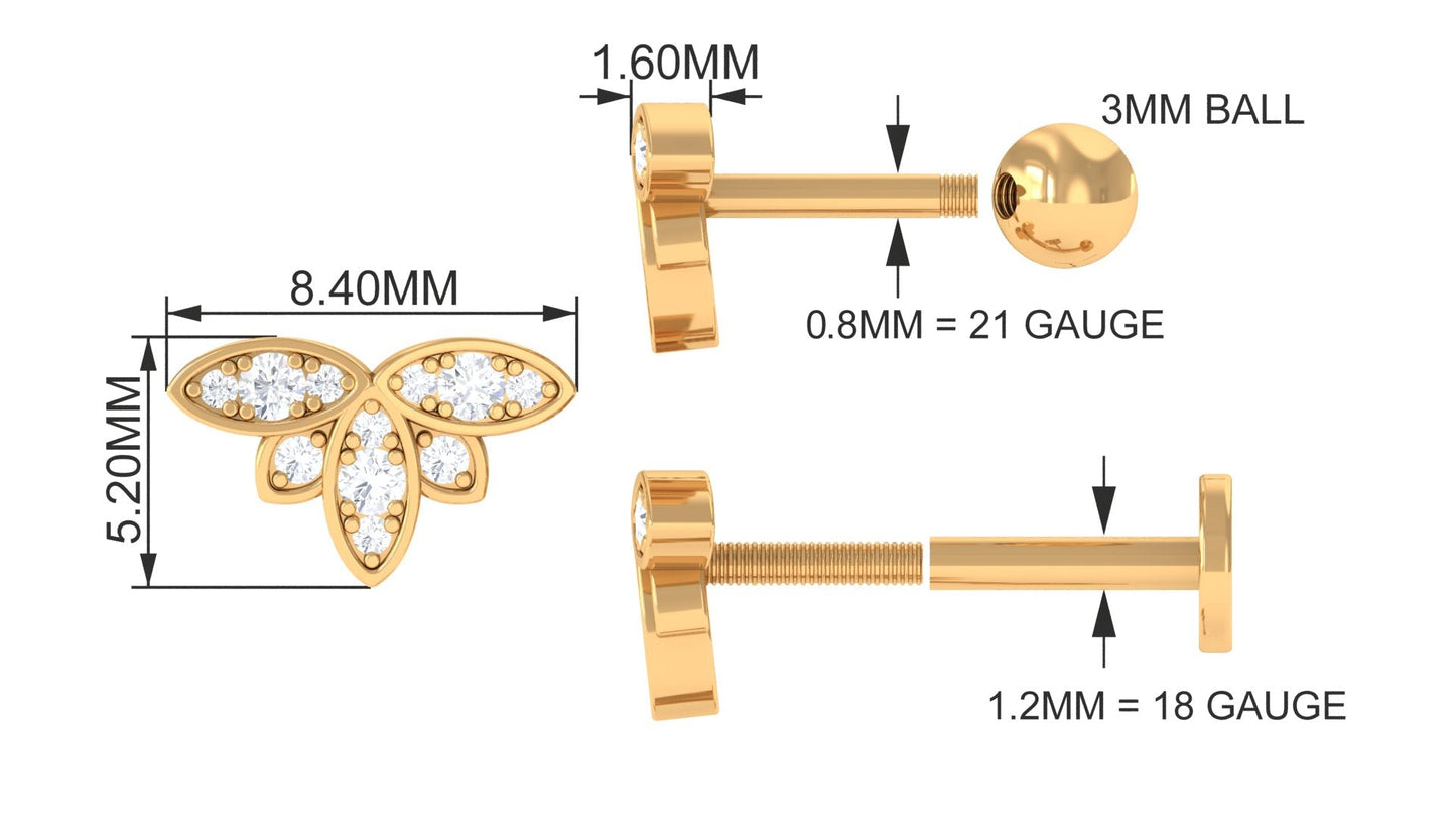 Diamond Flower Earring for Second Lobe Piercing