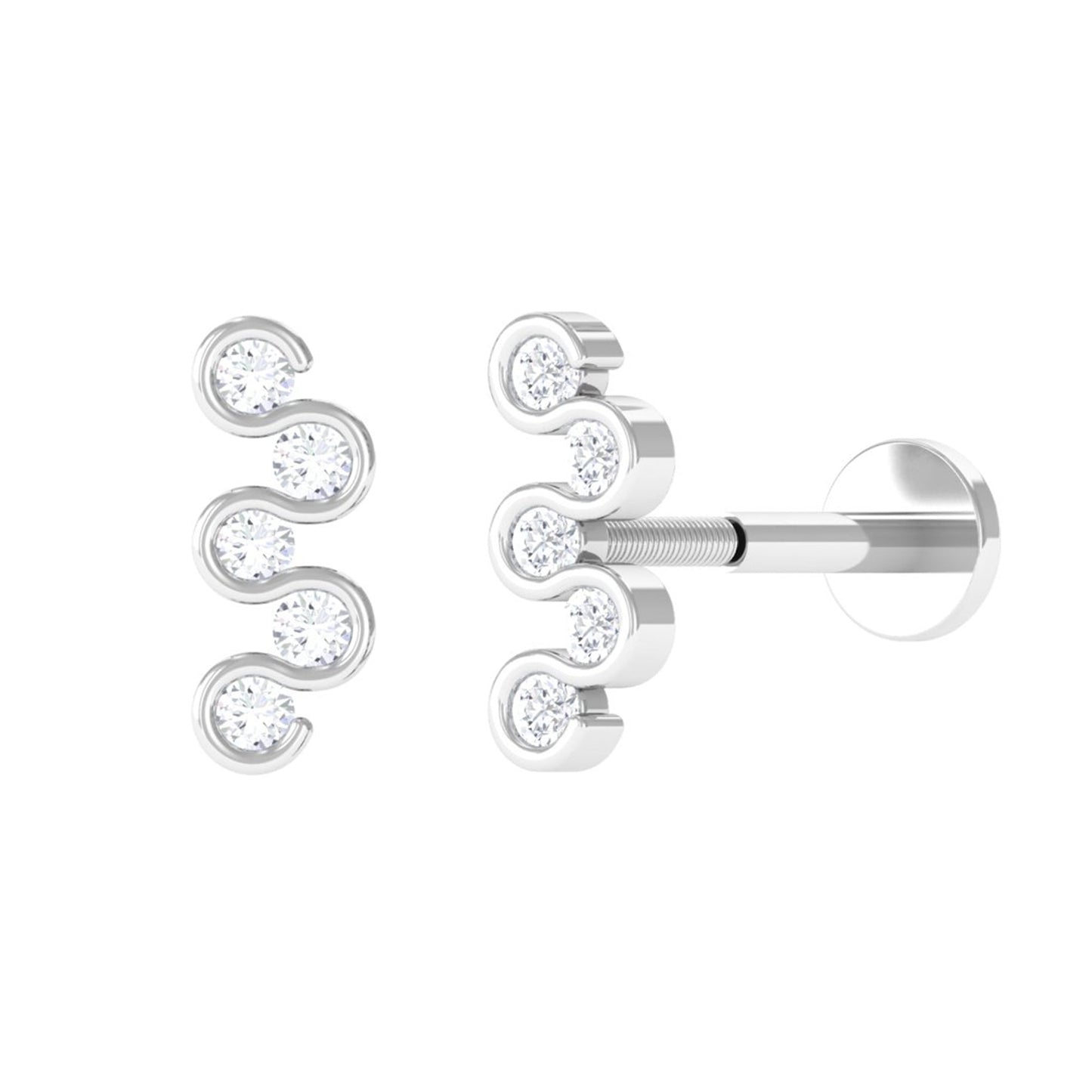 Diamond Zig Zag Bubble Crawler Earring