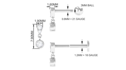 Diamond Cartilage Drop Earring