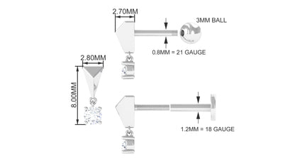 Diamond Drop Earring for Helix Piercing