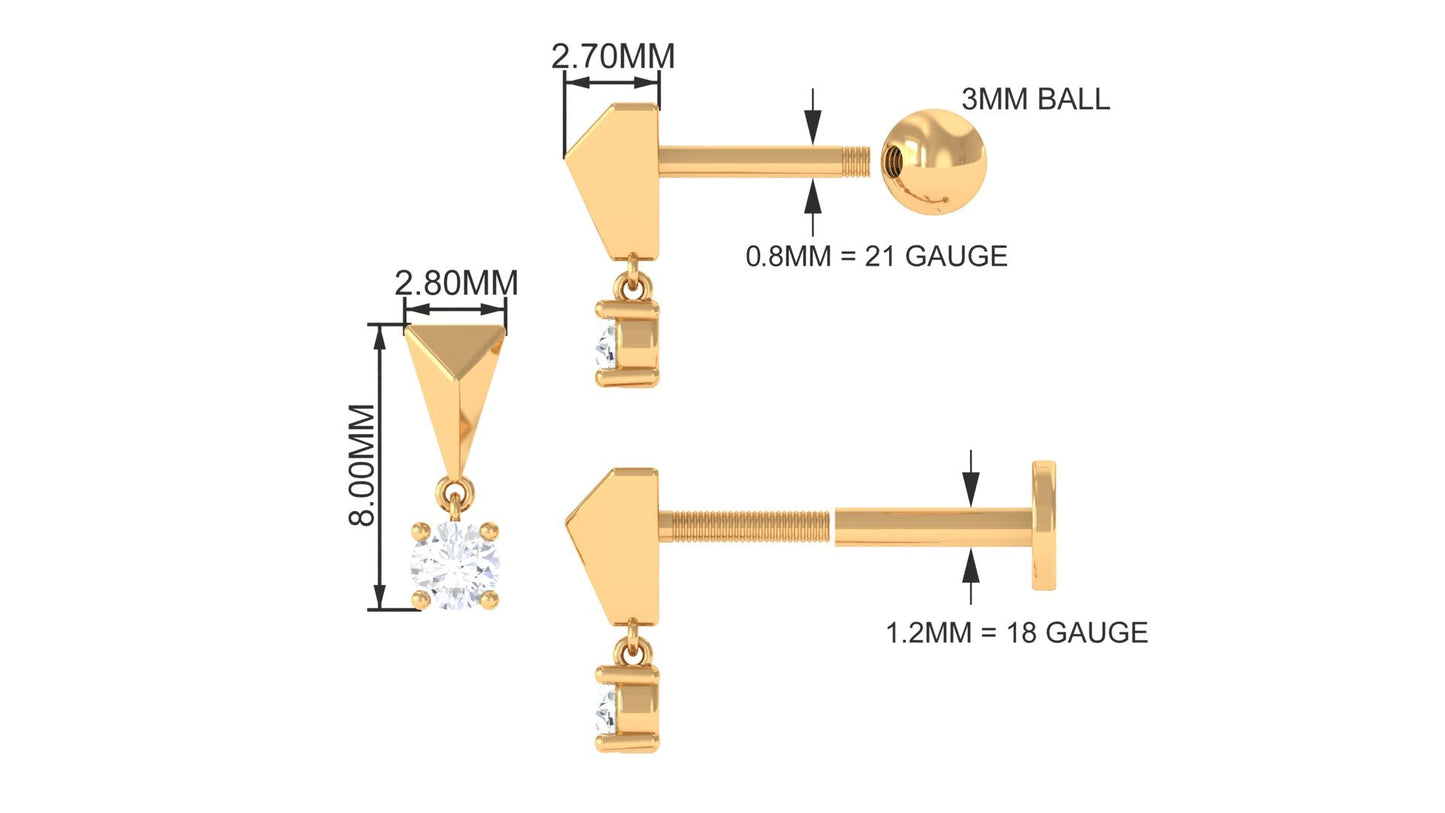 Diamond Drop Earring for Helix Piercing