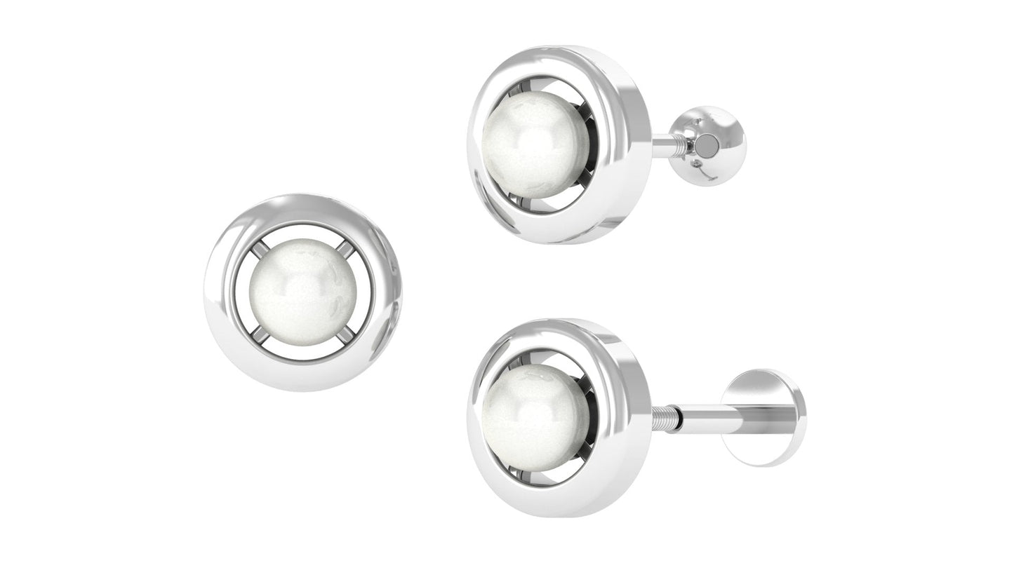 Circle Freshwater Pearl Earring for Helix Piercing