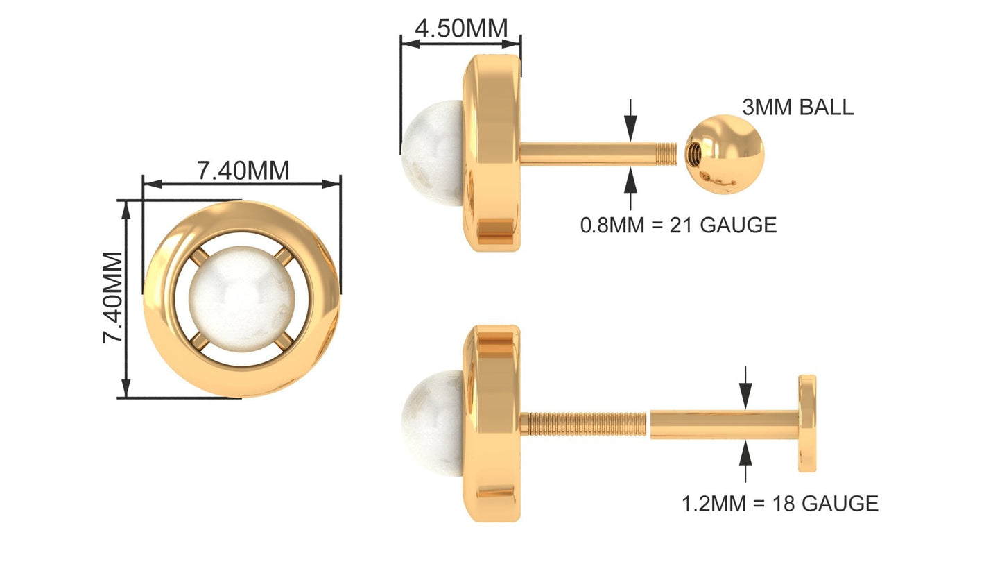 Circle Freshwater Pearl Earring for Helix Piercing