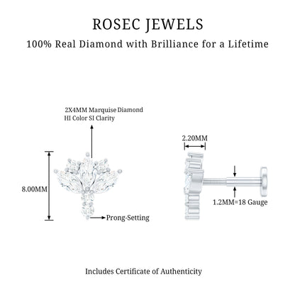 Diamond Lotus Cartilage Earring