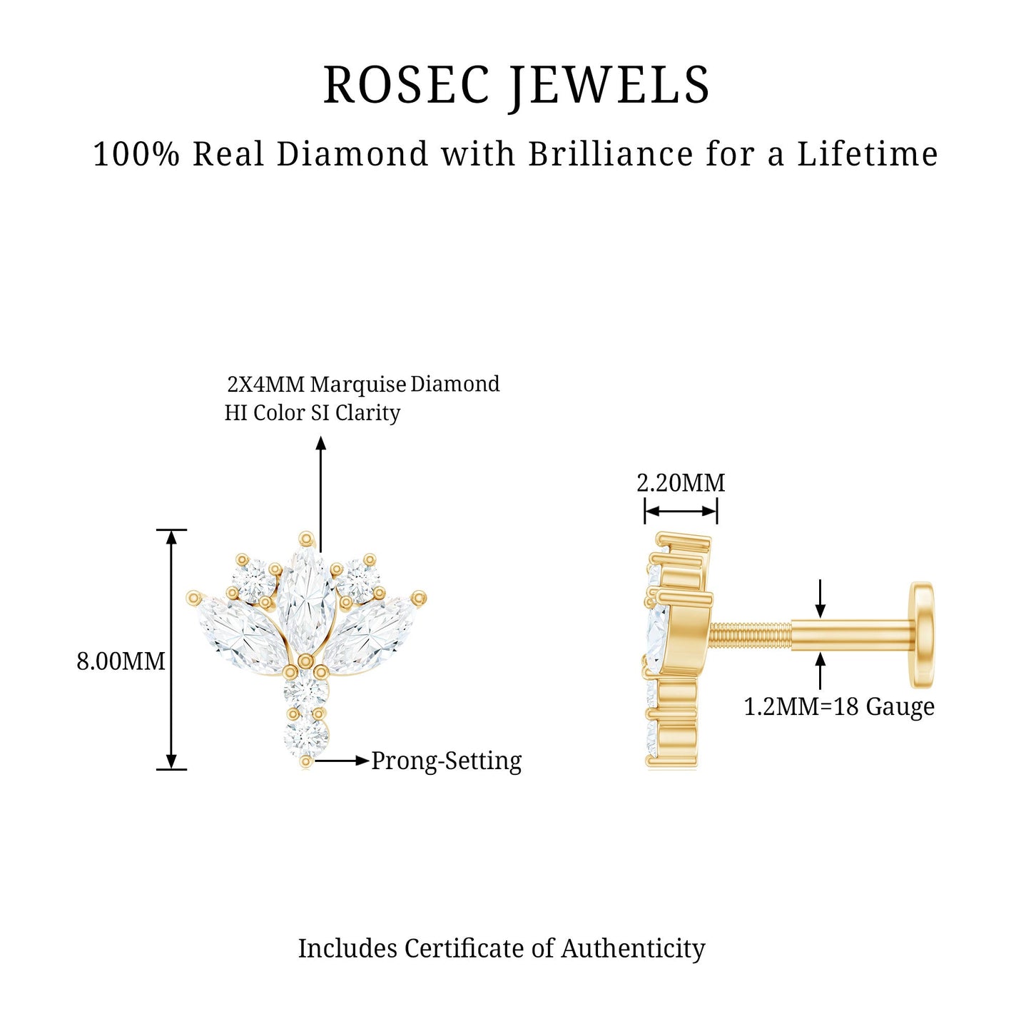 Diamond Lotus Cartilage Earring