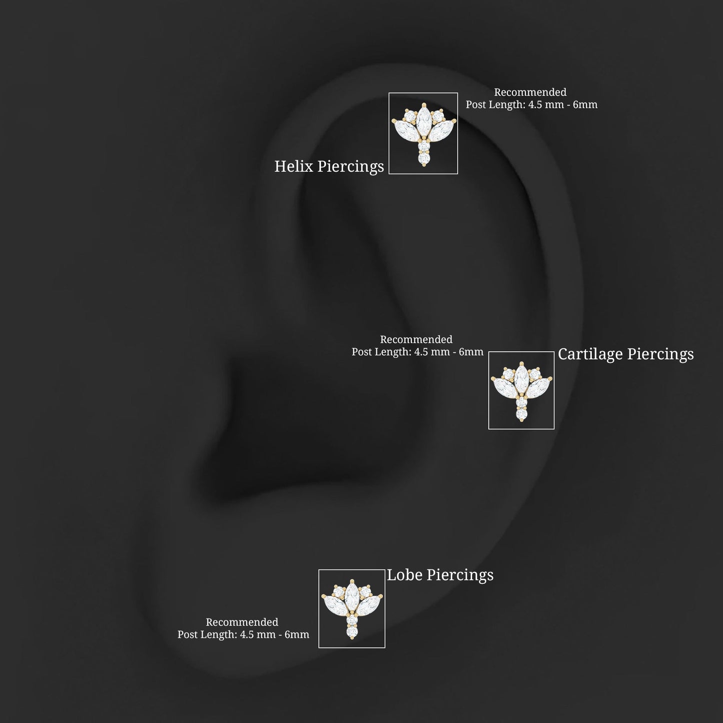 Diamond Lotus Cartilage Earring
