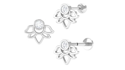 Diamond Lotus Earring for Helix Piercing