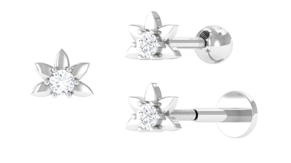 Diamond Floral Earring for Tragus Piercing