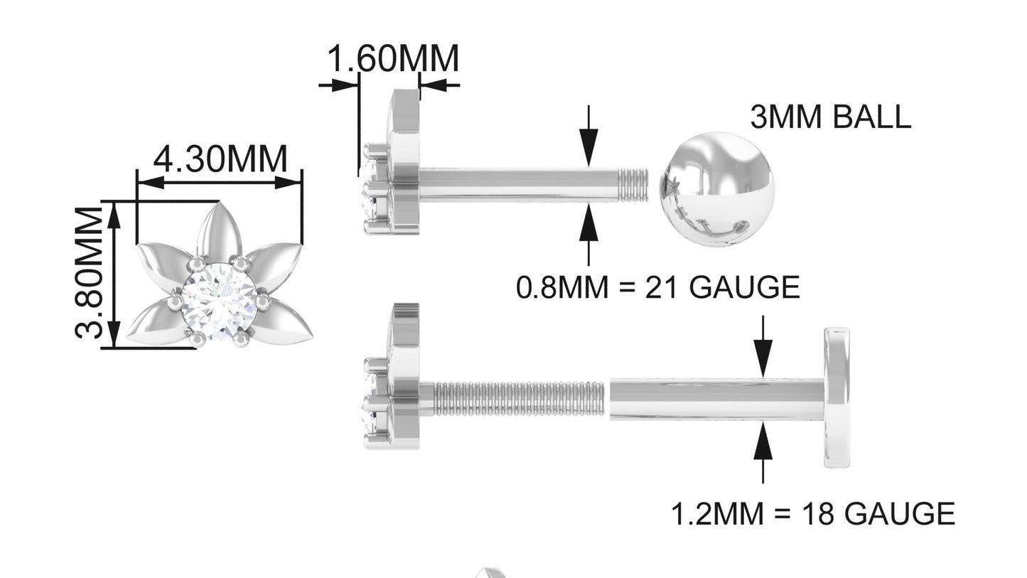 Diamond Floral Earring for Tragus Piercing