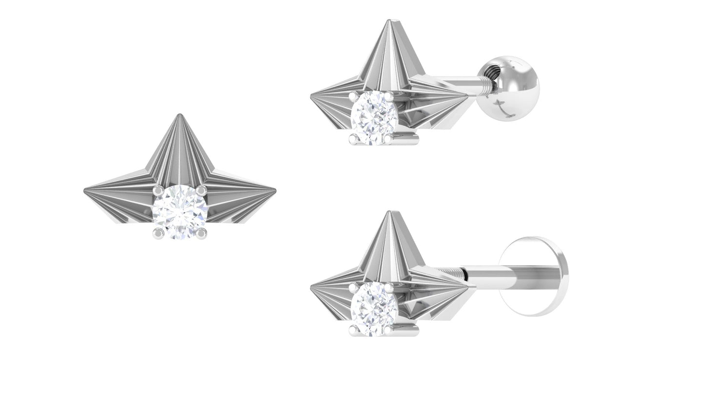Minimalist Diamond Floral Earring for Cartilage Piercing