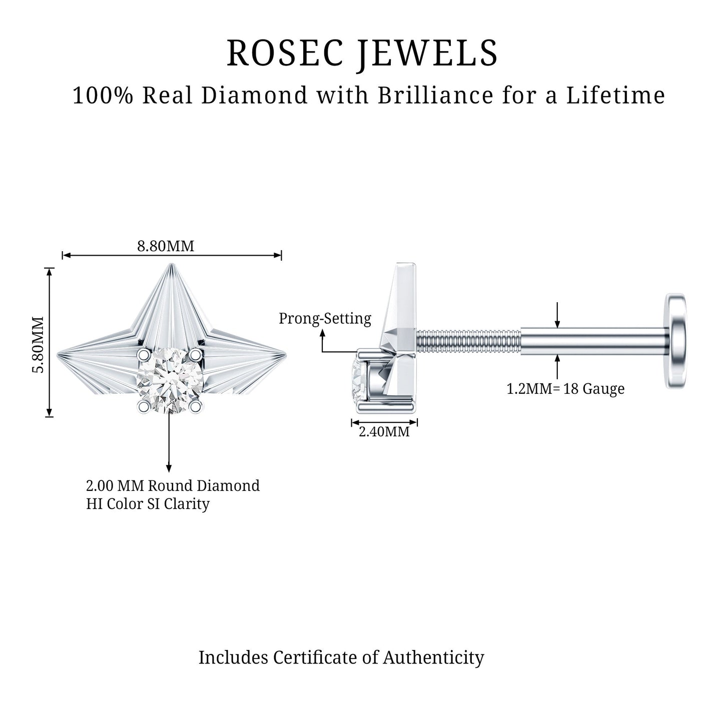 Minimalist Diamond Floral Earring for Cartilage Piercing