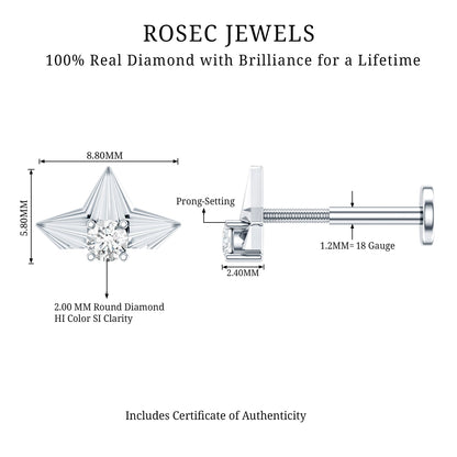 Minimalist Diamond Floral Earring for Cartilage Piercing