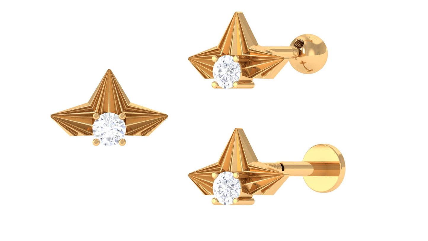 Minimalist Diamond Floral Earring for Cartilage Piercing