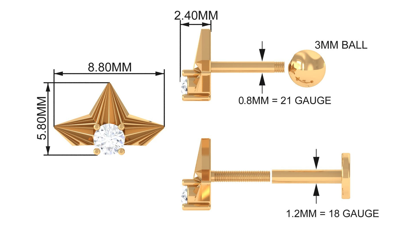 Minimalist Diamond Floral Earring for Cartilage Piercing