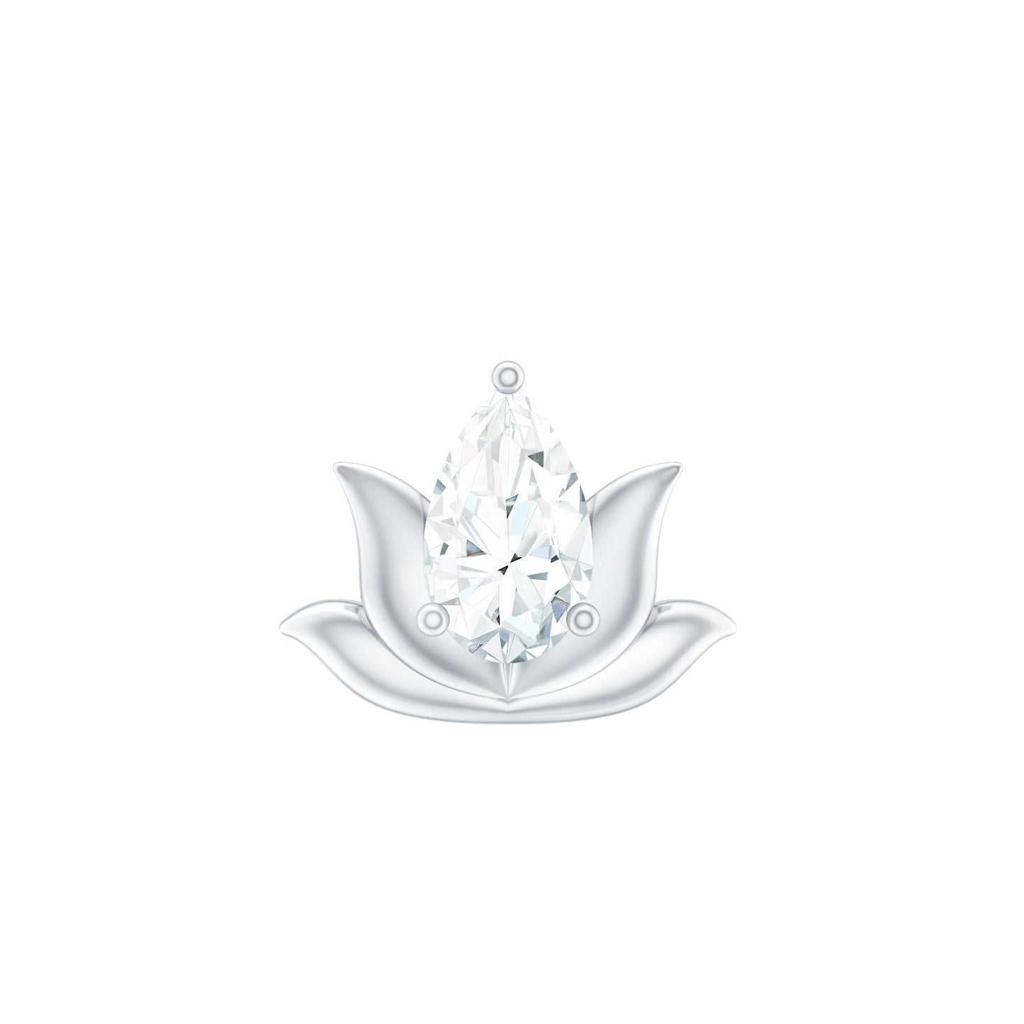 Pear Shape Diamond Lotus Cartilage Earring