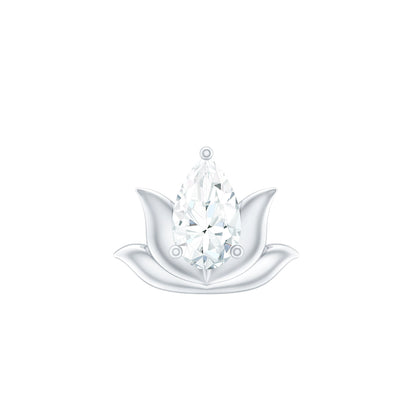 Pear Shape Diamond Lotus Cartilage Earring