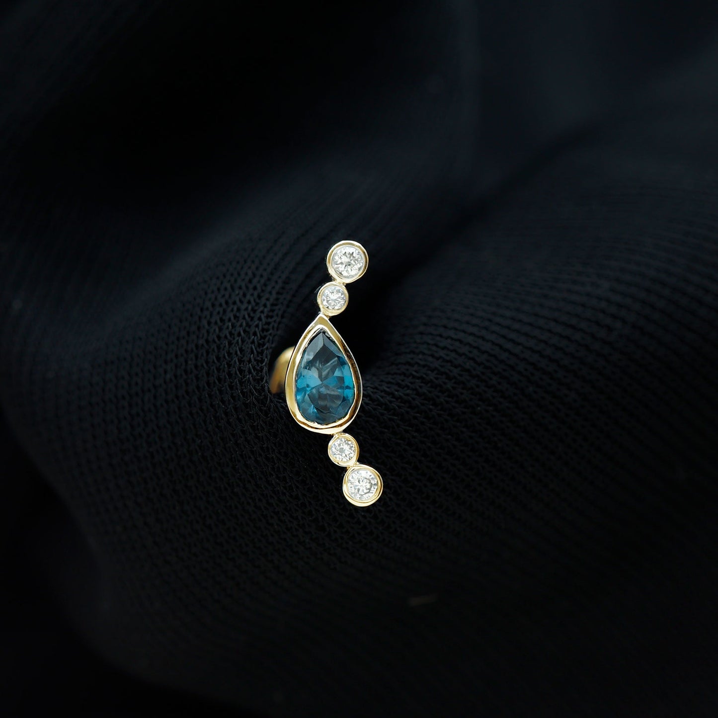 London Blue Topaz Ear Crawler Earring with Diamond