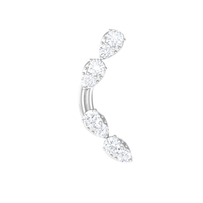 Certified Moissanite Curved Helix Earring for Her