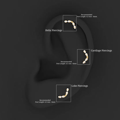 Certified Moissanite Curved Helix Earring for Her