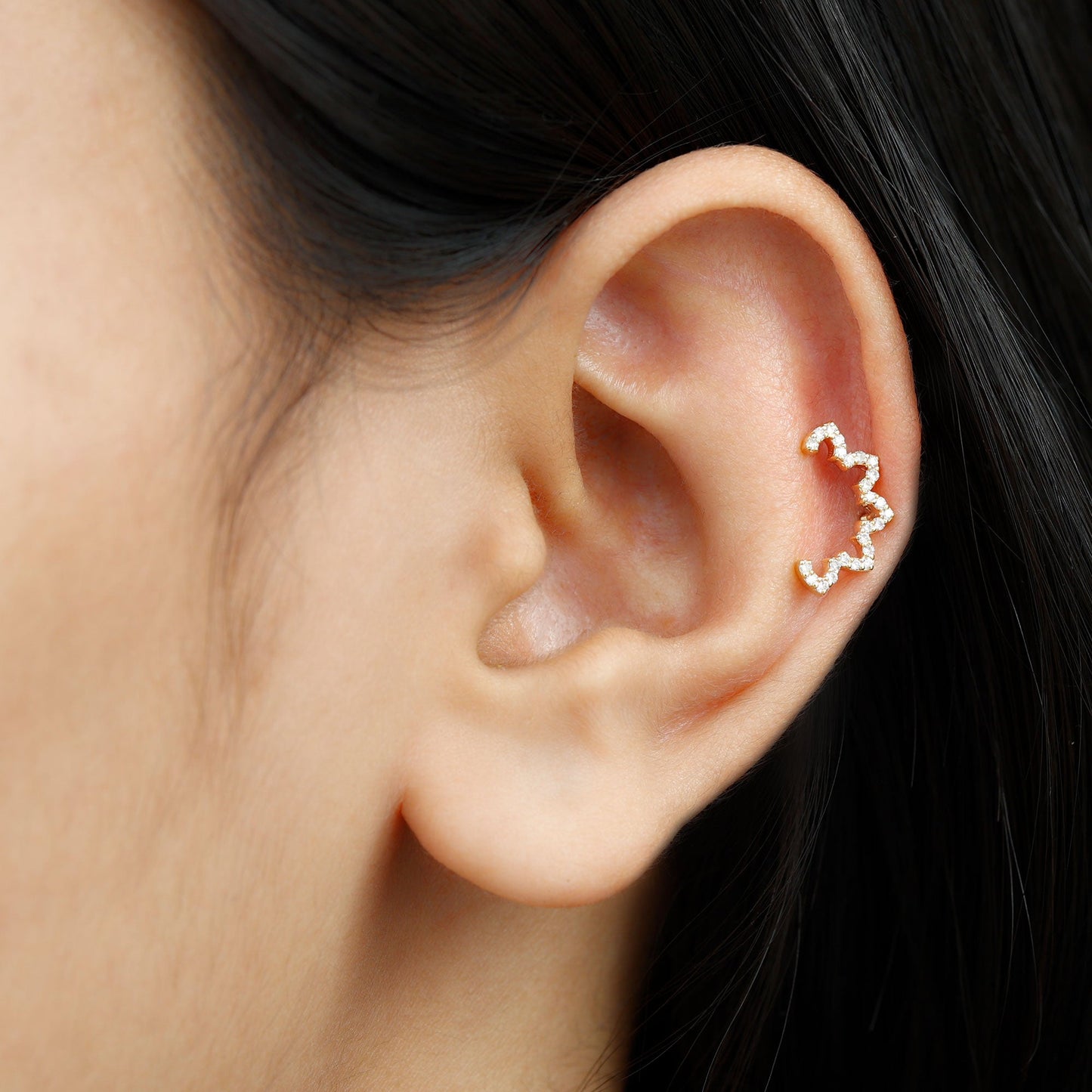 Certified Moissanite Designer Earring for Cartilage Piercing