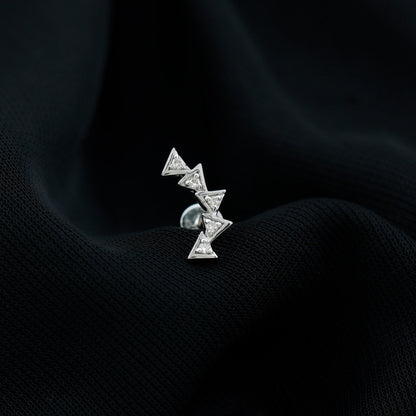 Genuine Diamond Geometric Curved Cartilage Earring
