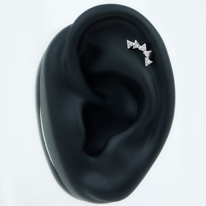 Genuine Diamond Geometric Curved Cartilage Earring