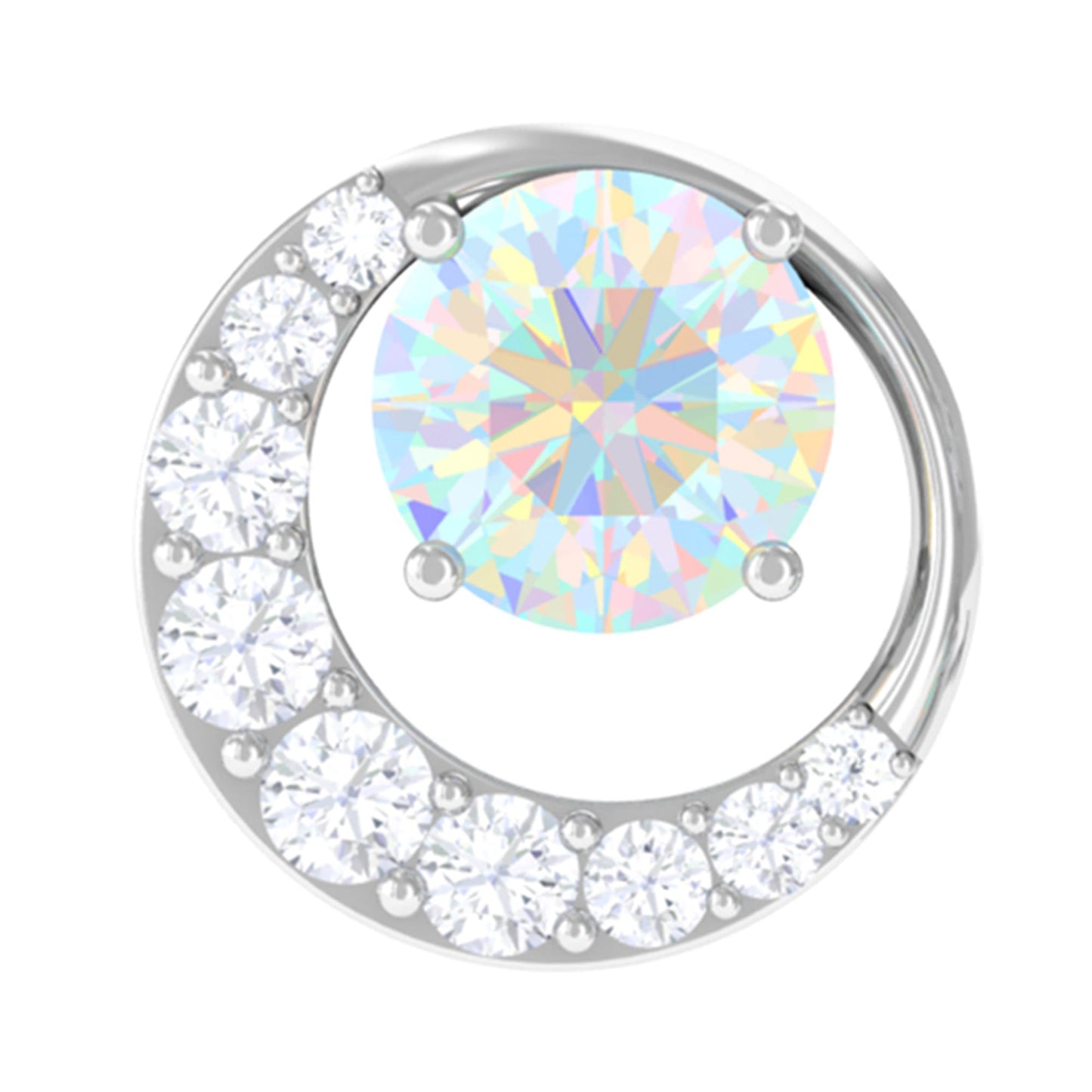 Ethiopian Opal and Diamond Circle Cartilage Earring