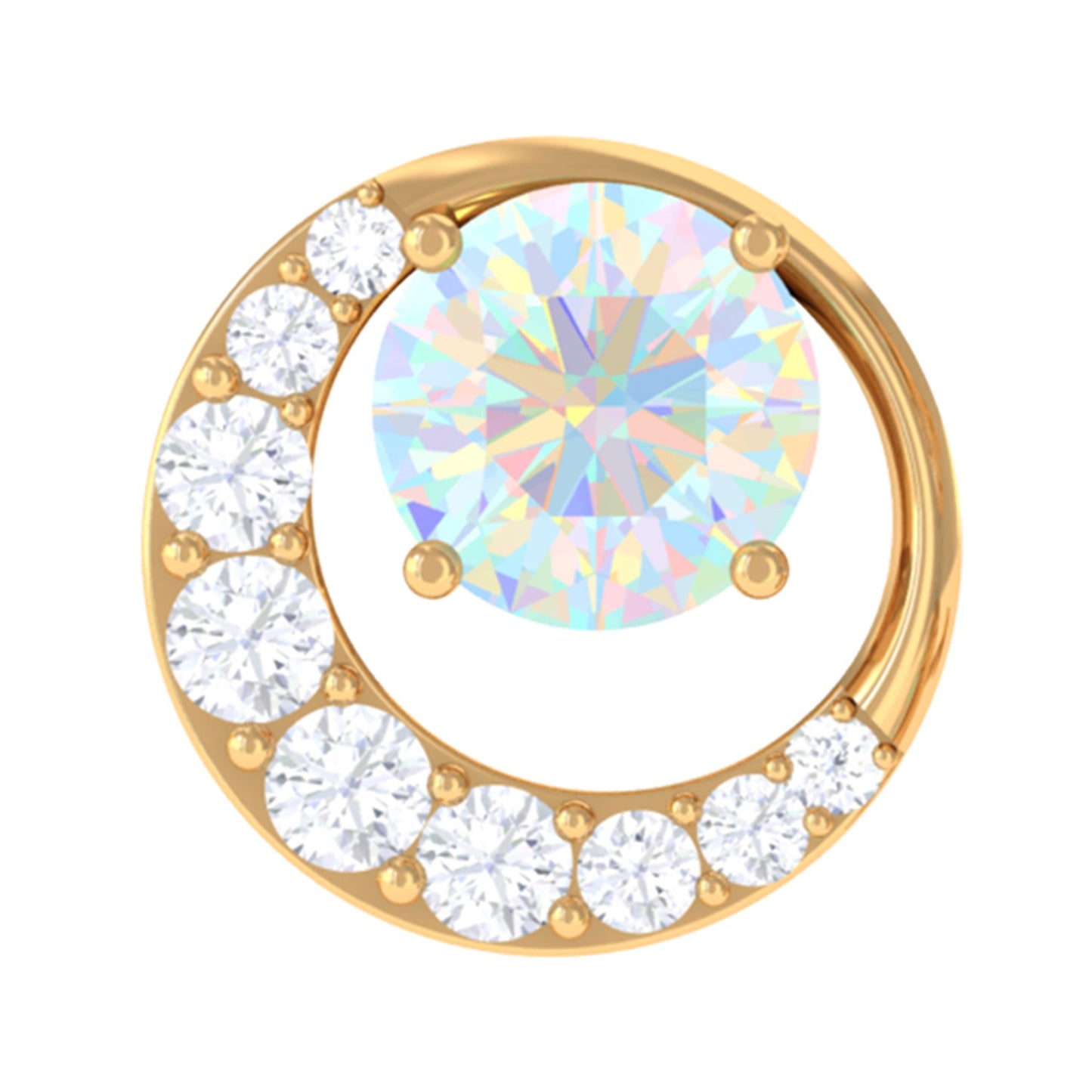 Ethiopian Opal and Diamond Circle Cartilage Earring