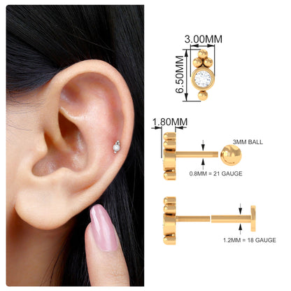 Dainty Diamond Beaded Conch Earring