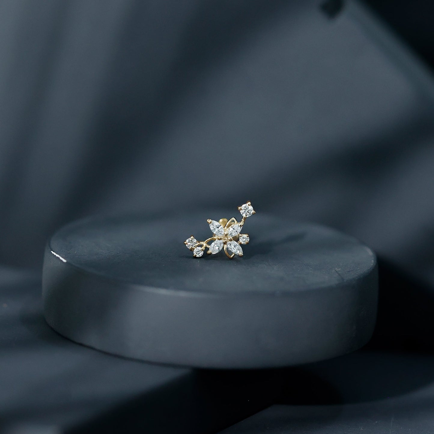 Certified Moissanite Flower Crawler Earring
