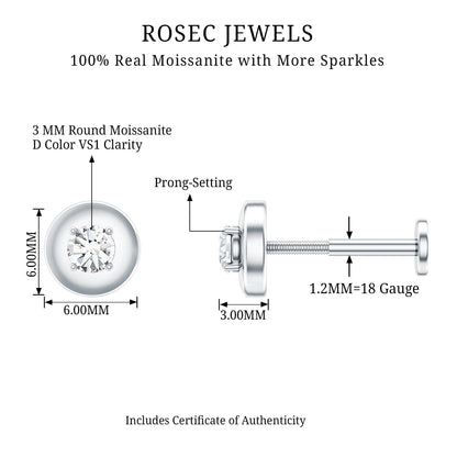 Solitaire Moissanite Circle Cartilage Earring