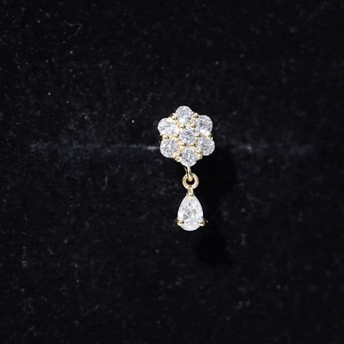 Moissanite Floral Drop Earring for Helix Piercing