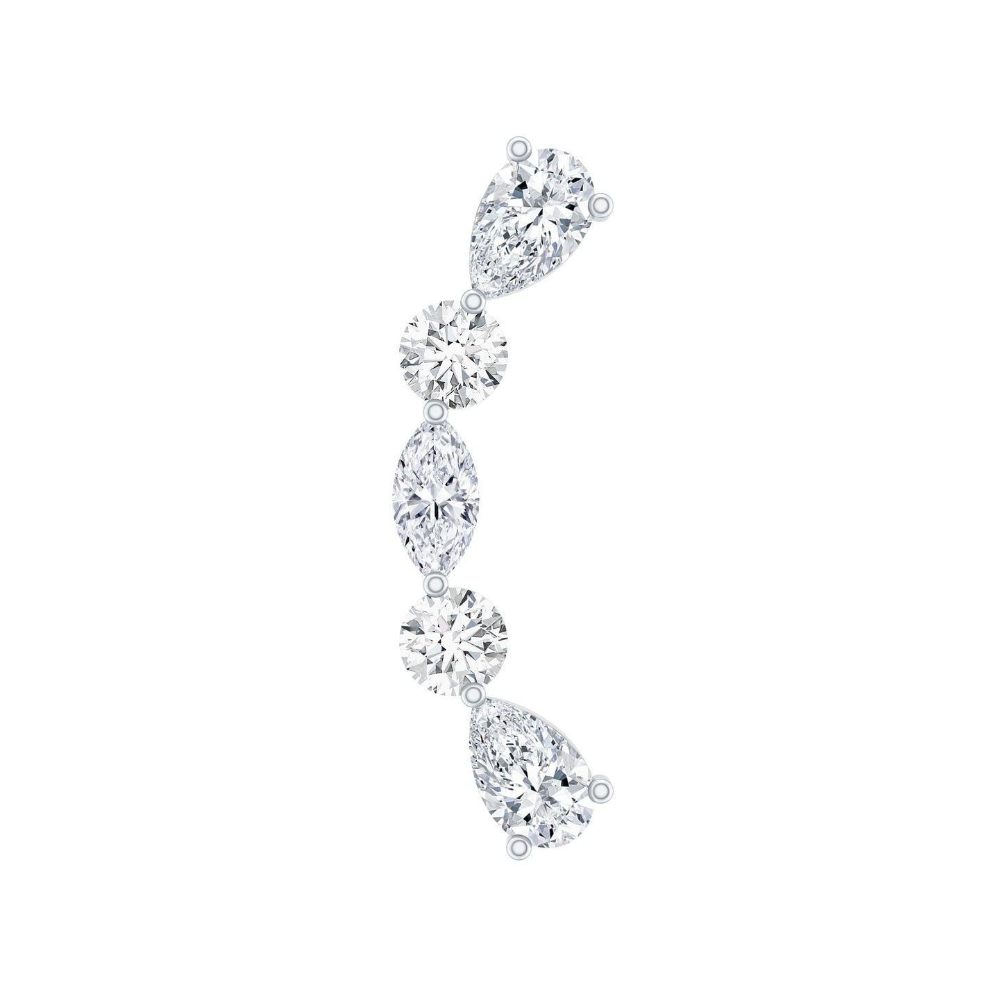 Certified Moissanite Curved Crawler Earring for Helix Piercing