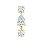 Natural Three Diamond Cartilage Earring with Flat Back