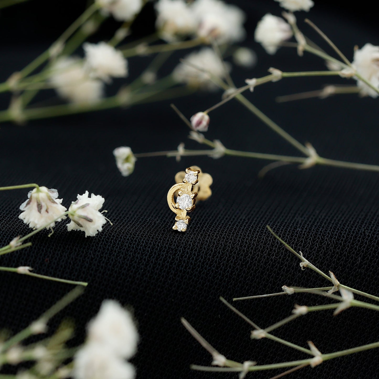 Natural Diamond Unique Tragus Earring with Certificate