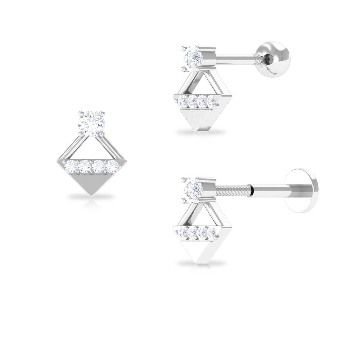 Unique Diamond Geometric Tragus Earring