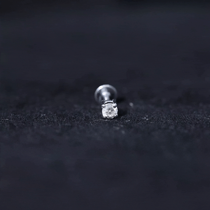 Tiny Round Moissanite Conch Earring with Flat Back