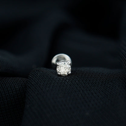 Tiny Round Moissanite Conch Earring with Flat Back
