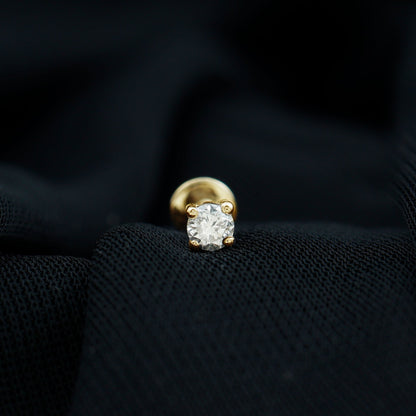 Tiny Round Moissanite Conch Earring with Flat Back