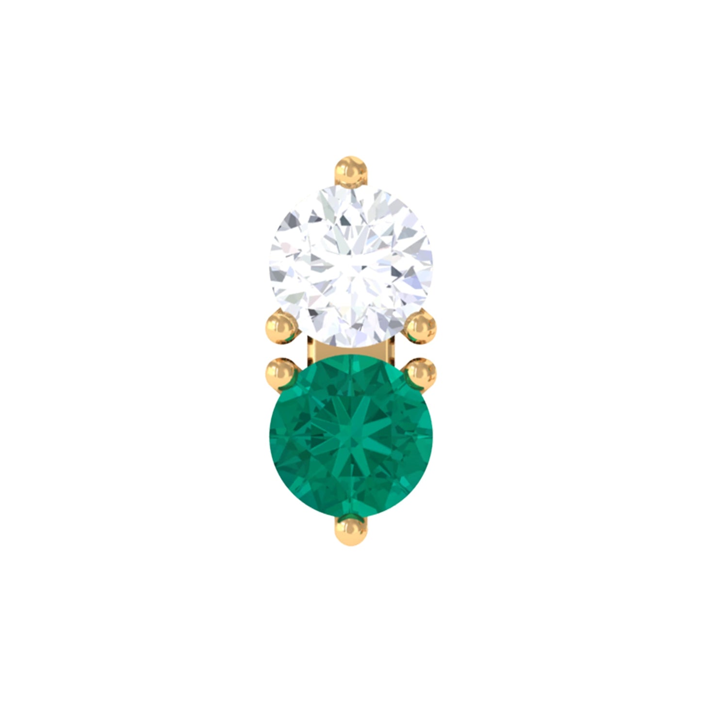 Dainty Emerald and Diamond Two Stone Tragus Earring