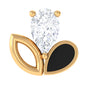 Pear Cut Moissanite Cartilage Earring with Black Enamel