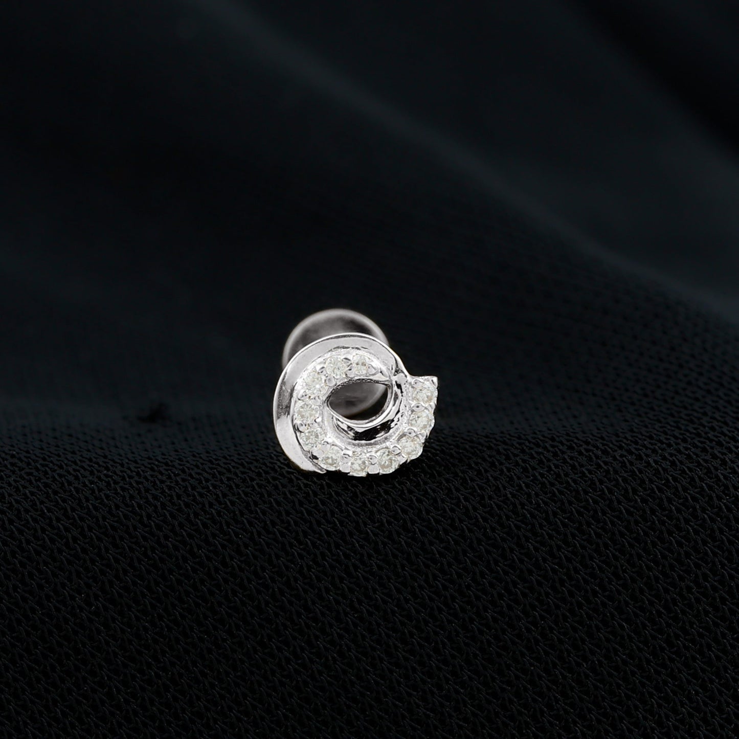 Moissanite Swirl Earring for Second Hole Piercing