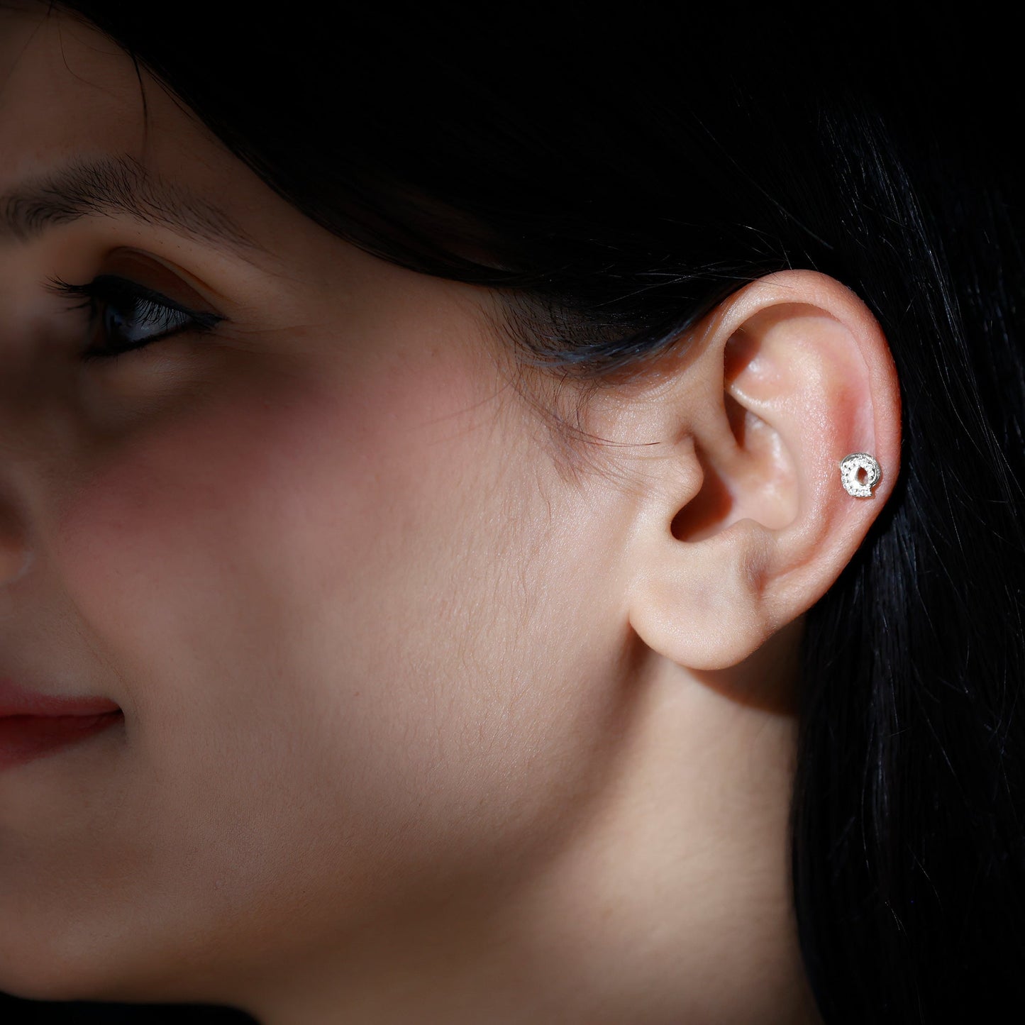 Moissanite Swirl Earring for Second Hole Piercing